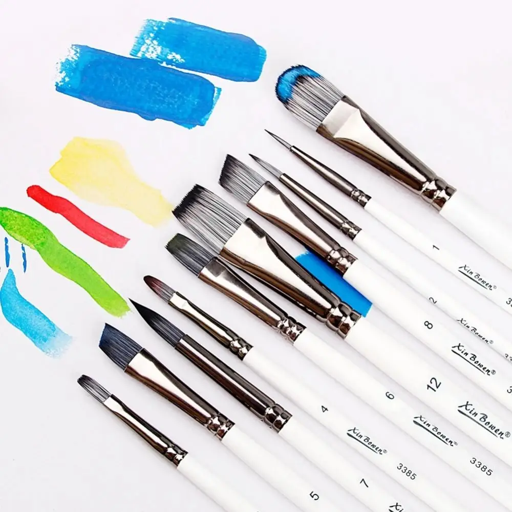 

7Pcs/set Multifunctional Painting Brushes Set Nylon Hair Wooden Handle Watercolor Drawing Brushes Kits White Easy To Hold