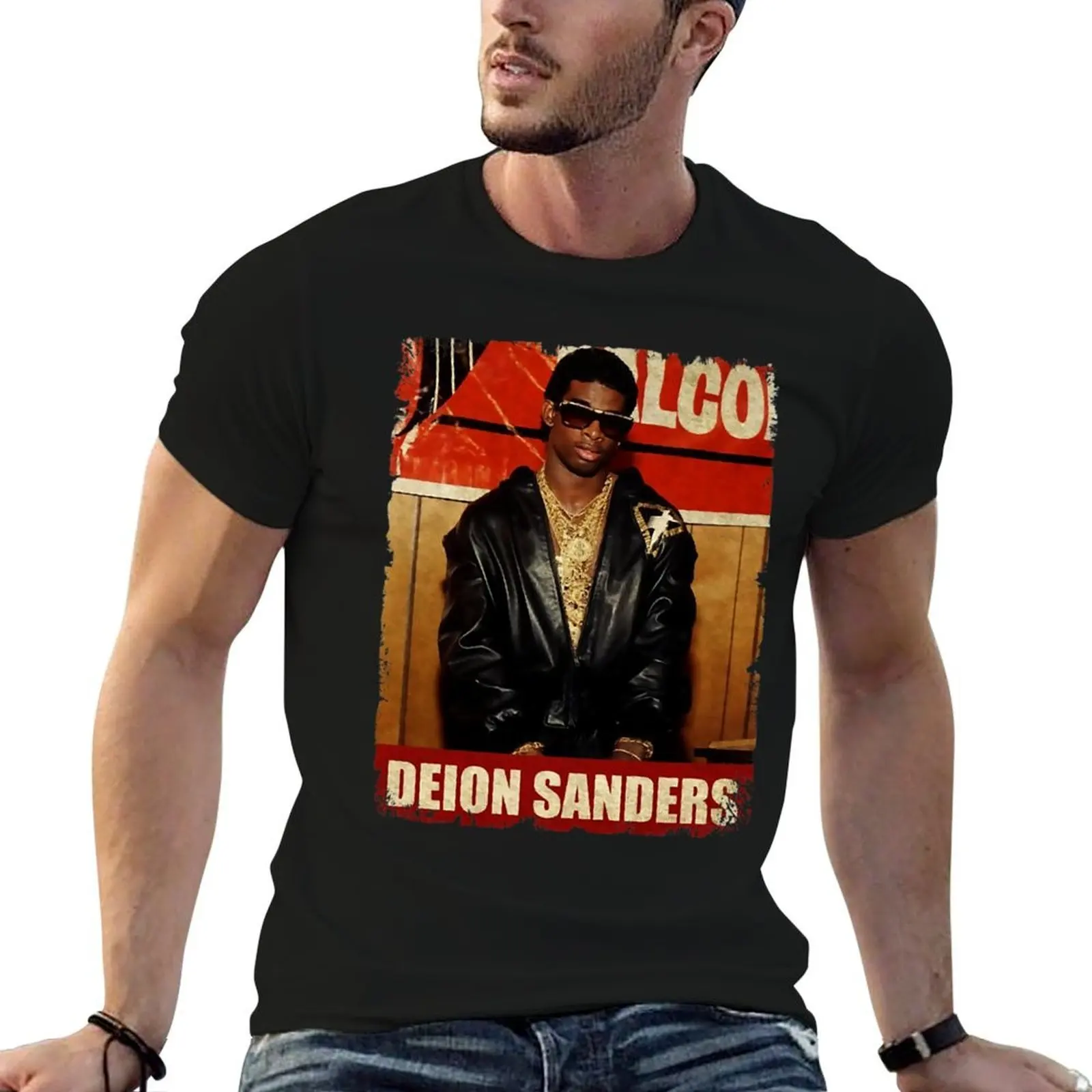 

Deion sport Sanders - RETRO STYLE T-Shirt man t shirts cotton cotton tshirt 100% T-Shirt