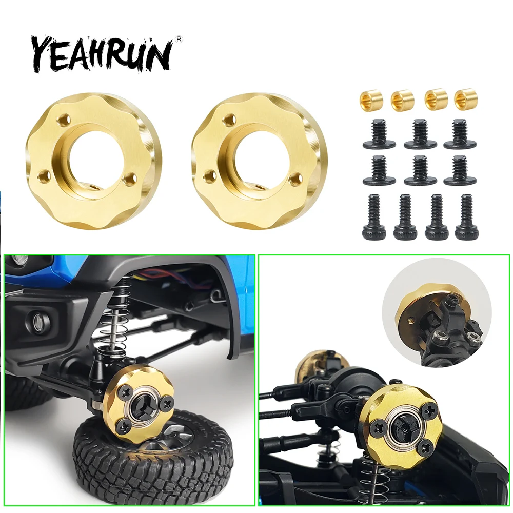 YEAHRUN 2Pcs Brass Steering Knuckles Blocks Wheel Counterweight for Kyosho Jimny 1/18 MINI-Z 4x4 Wrangler Hilux 1/24 RC Car