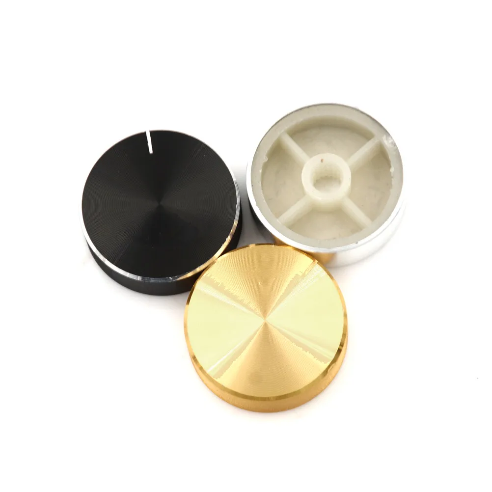 Black Silver Gold  Aluminum + Plastic Knob Potentiometer Knob Cap Speaker Volume Control Knob Audio Knob 30*10*6mm