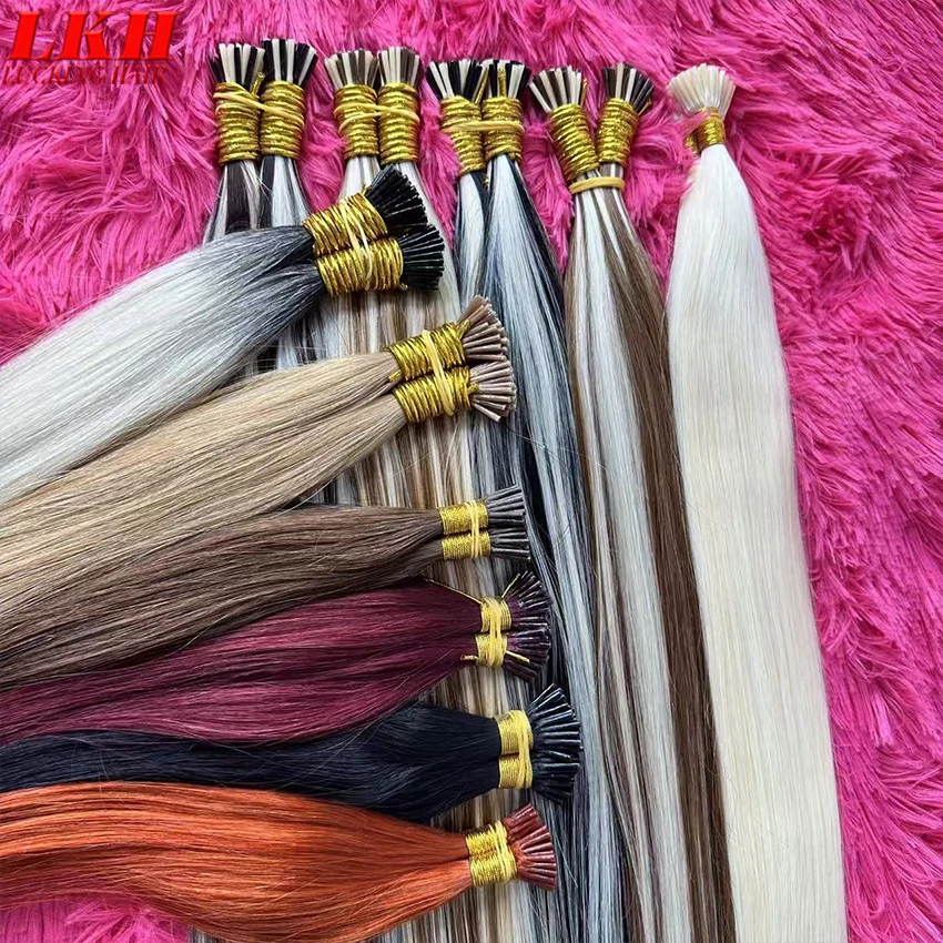 I تلميح الشعر التمديد شعر طبيعي مفرود التمديد 0.8 جرام/1 جرام/حبلا 50 قطعة/مجموعة كبسولة الكيراتين الانصهار الطبيعي وصلة إطالة شعر طبيعي