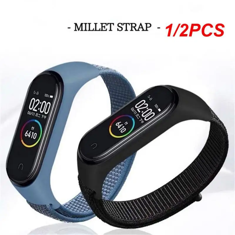 1/2PCS Nylon Strap For Mi Band 4/5/6/7 Bracelet Wristband Sports Breathable Bracelet For Miband 4/5/6/7 Replacement