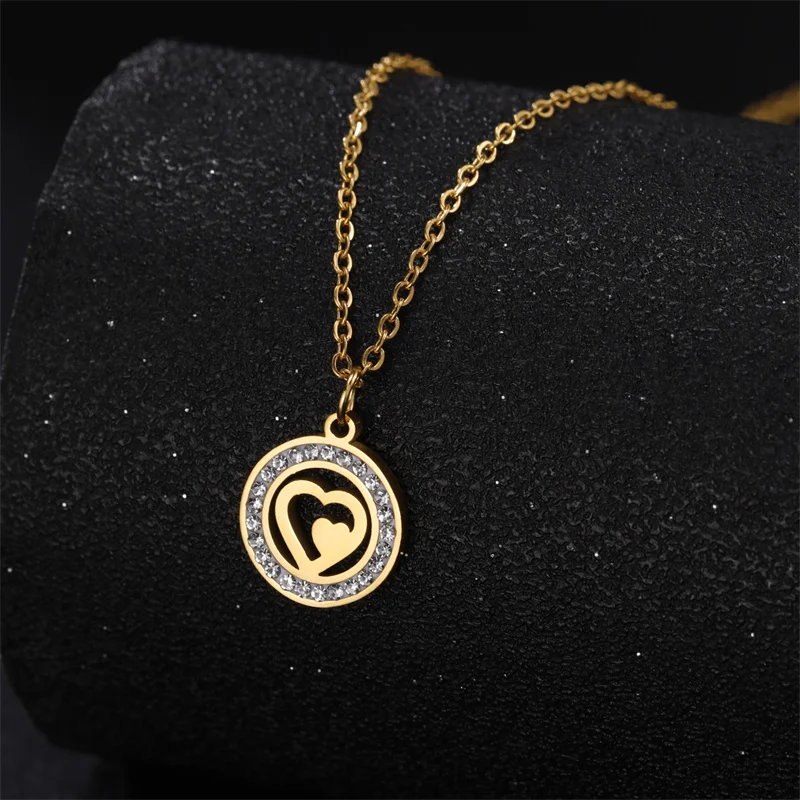 Trendy Stainless Steel Rhinestone Tree of Life Pendant Necklace For Women Charm Summer Clavicle Chain Jewelry Colgantes Cadena