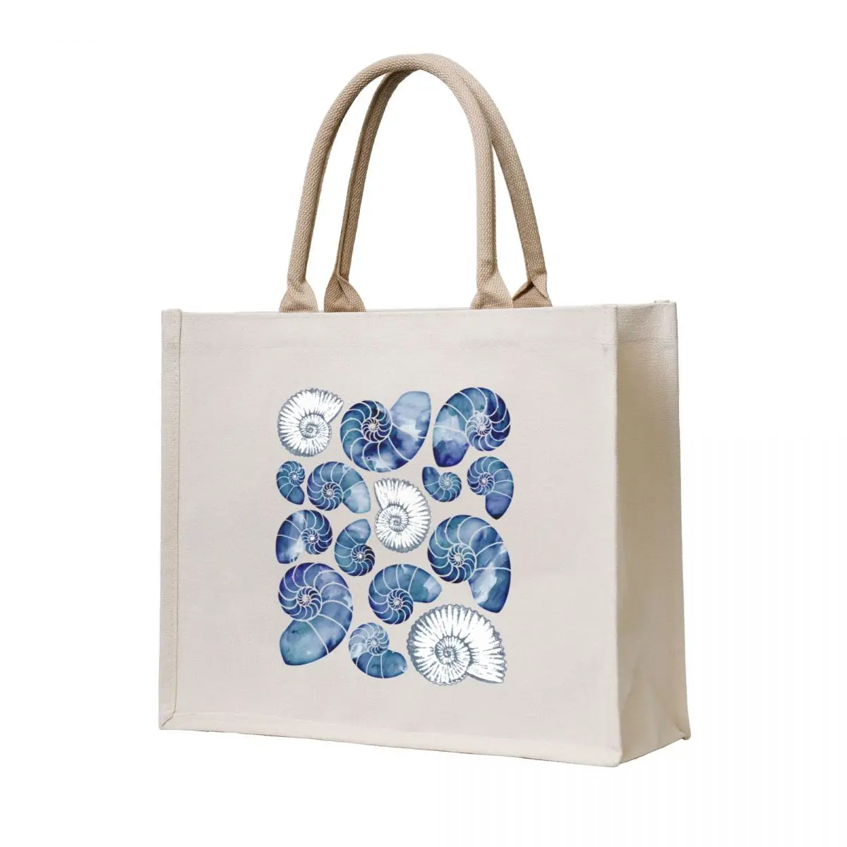 

Nautilus fossils in sapphire blue Tote Bag tote bag women Portable shopping bag Shopper handbag