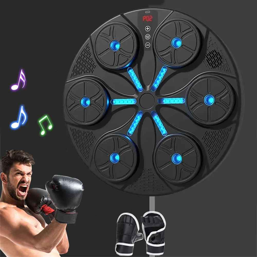 Music Boxing Machine with Boxing Gloves, Wall Mounted Smart Music Boxing Trainer, for Home, Indoor and Gym Exercise bands set