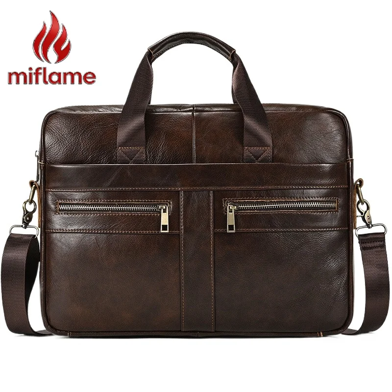 

Men's Top Grain Leather Briefcase for 14 Inch Laptop Business Commuter Crossbody Shoulder Bag