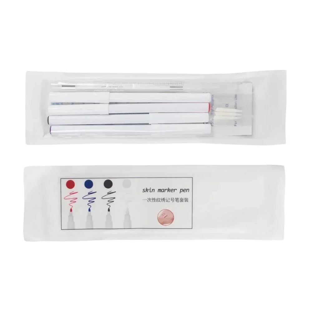 

Стерилизованный маркер для татуировки, хирургический инструмент для позиционирования микроблейдинга кожи с измерительной линейкой, аксессуары для перманентного макияжа, 1 компл.