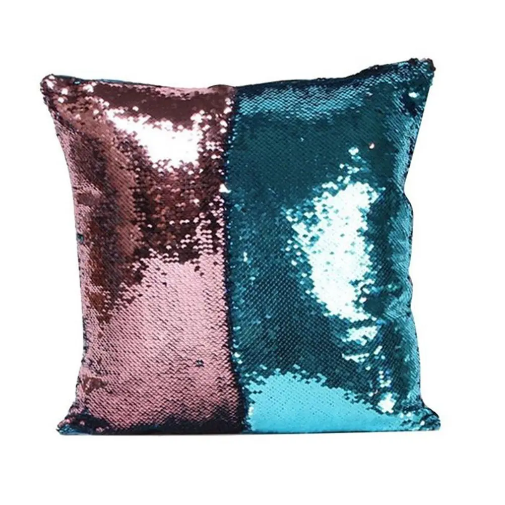 Shimmer Square Glitter Sequin Cushion Cover Color Changing Pillowcase Zipper for Sofa Car Party Throw Pillow Case