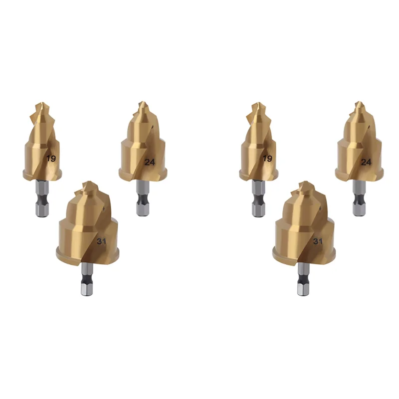 

A02F-6Pcs 20/25/32Mm Step Drill Bit With Limit Swivel Groove PPR Lifting Cone Drill Bits For Water Pipe Reaming