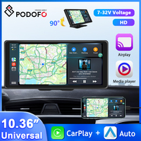 Podofo 10.36 Inch Car DVR Monitor Dashboard Wireless Carplay Android Auto Dash Cam AI Voice Airplay 64G TF Card Drive Recorder