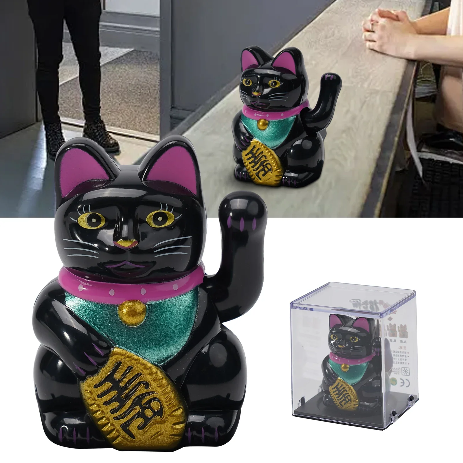 Lucky Cat Ornament Mini Solar Automatic Waving Lucky Cat Car Decoration Automobile Accessory For Home Decor In Stock