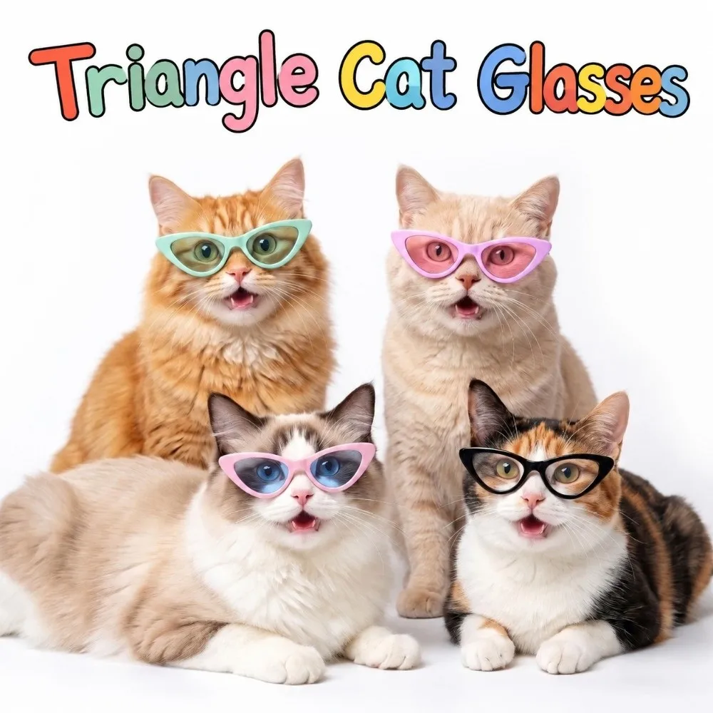 Triangular Cateye Pet Sunglasses Multiple Bright Colors Lightweight Cat Glasses Novelty Funny Pet Photo Prop
