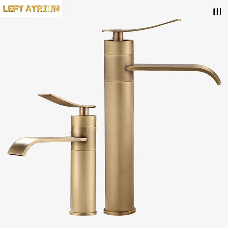 Antique Bronze Basin Faucets Bathroom Faucet Hot & Cold Brass Bathroom Sink Faucet Deck Mounted Lavotory Faucet  Mixer Water Tap