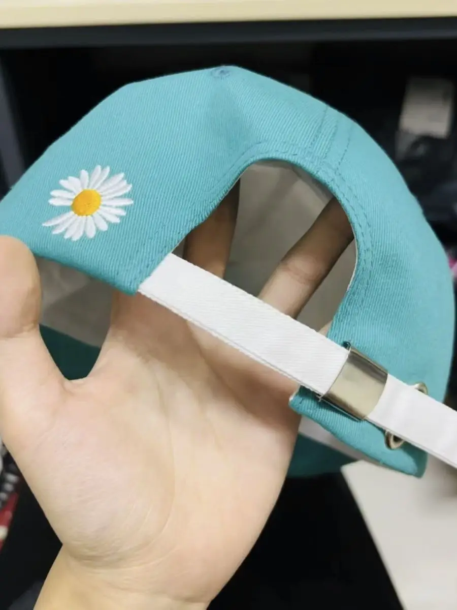 Embroidered Hat Adjustable Brim Daisy Print Casual Unisex Spring Fashion Small Face Effect Large Bill Pmo Cap Gd