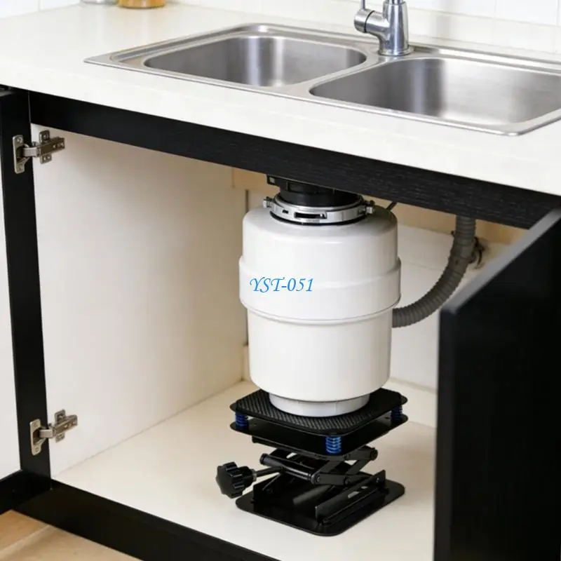 E15A Heavy Duty Carbon Steel Scissor Lift Stand For Kitchen Waste Disposer Unit And Lab Equipment With Adjustable Height