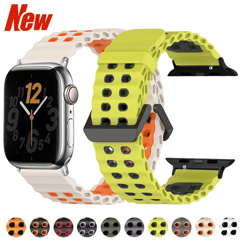 المحيط سيليكون الفرقة ل سوار ساعة أبل الترا 3 2 49 مللي متر سلسلة 11 10 42 مللي متر 46 مللي متر حزام ل IWatch S9 8 7 6 5 4 SE3 3 2 1 45/44 مللي متر