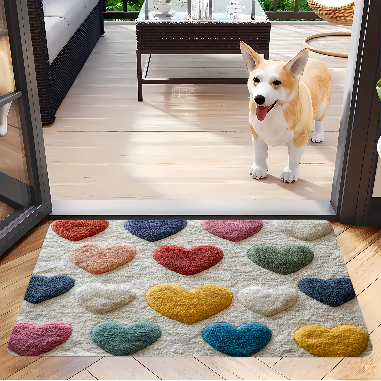 VIKAMA Valentine's Day Heart-Themed Carpet, Anti-Slip And Dirt-Resistant Bathroom, Entrance, Kitchen Floor Mats For Home Decor