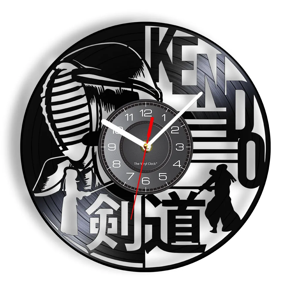 Kendo Vinyl Record Wall Clock Home Decor For Man Cave Room Swordsmanship Retro Artwork Music Album LP Wall Watch Swordsman Gift