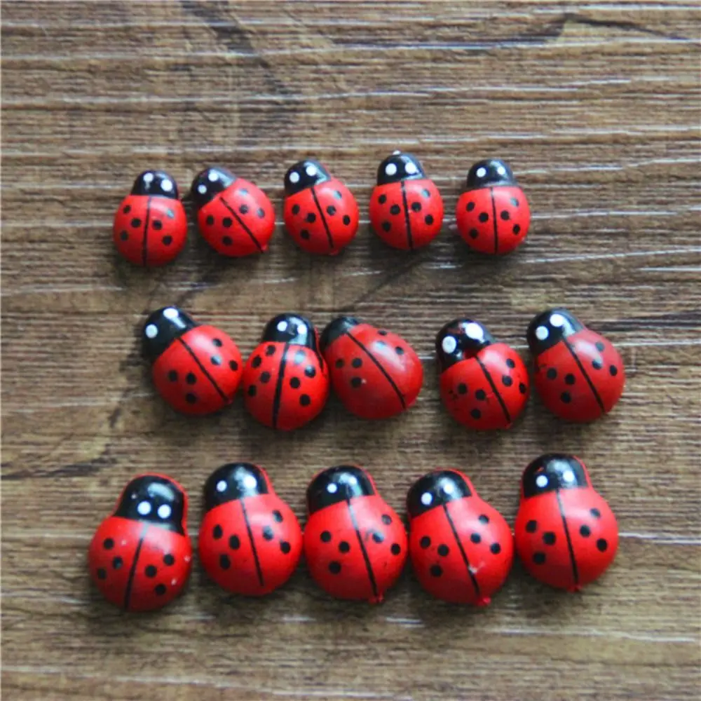 5pcs Creative Mini Resin Ladybug Handmade DIY Ladybug Miniatures Resin Seven Star Ladybu Phone Case Patch