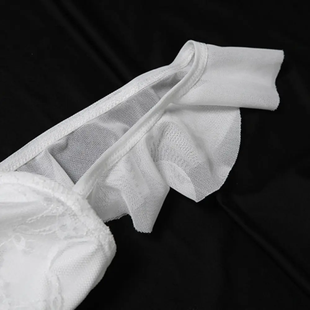 قبالة الكتف الدانتيل زهرة شرابة بروتيل تكدرت حافة بحر شبكة الشريط فستان حلو شفاف بلا أكمام نادي المرأة #1