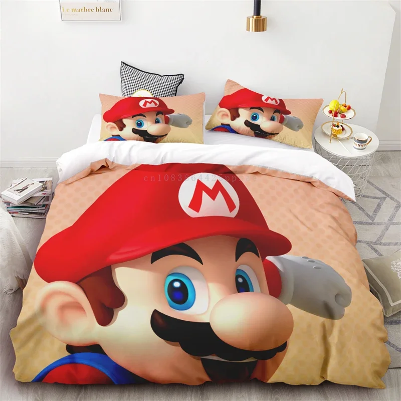 Couverture de dessin animé Super Mario pour enfants, rouge, vert, anime, rick, dessin animé, cadeau de vacances, anime, impression HD, décor de chambre, 3 pièces