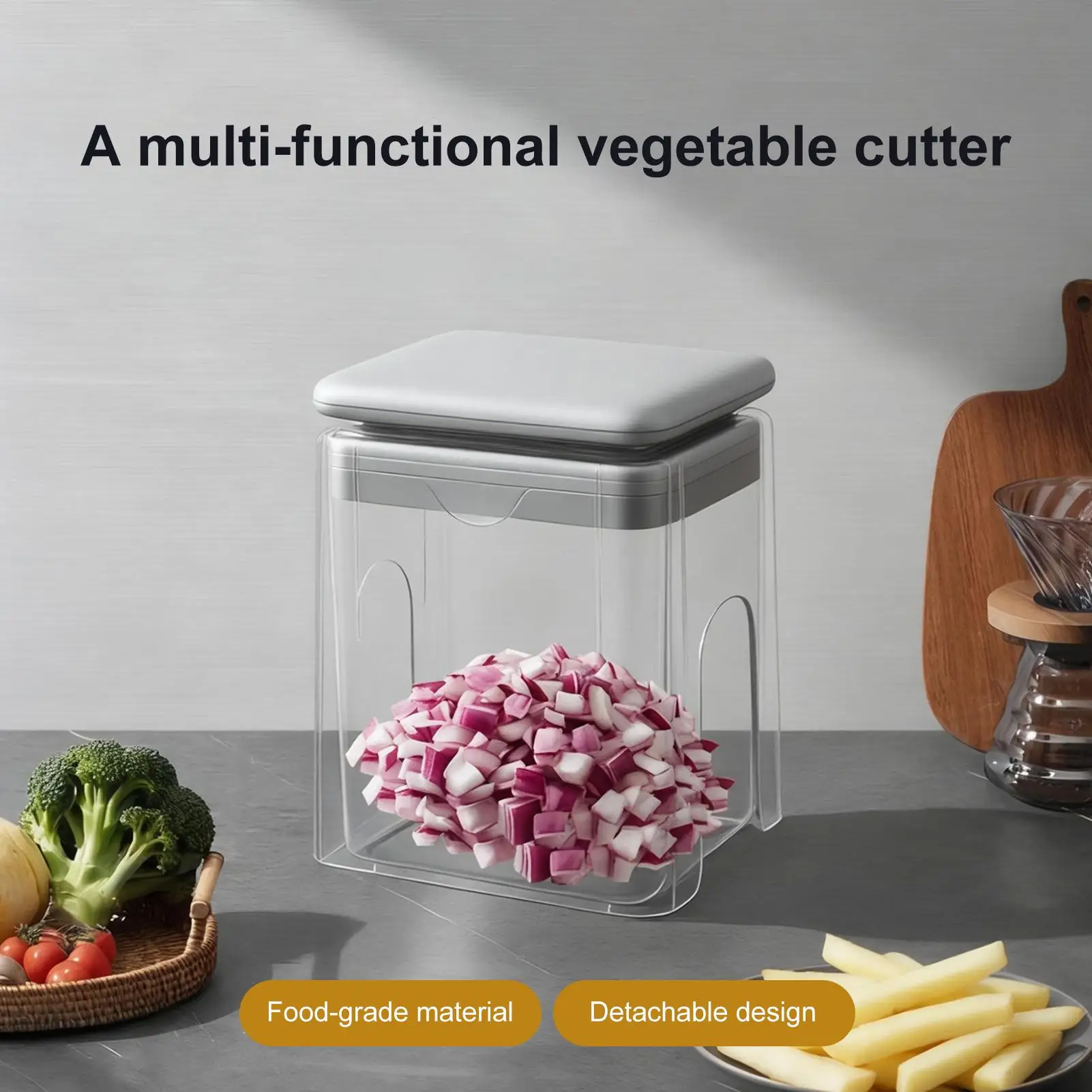 

Vegetable Chopper 4-in-1 Manual Multifunctional Cutter with Container Chopper Vegetable Cutter for Ginger Onion Carrot Tomato
