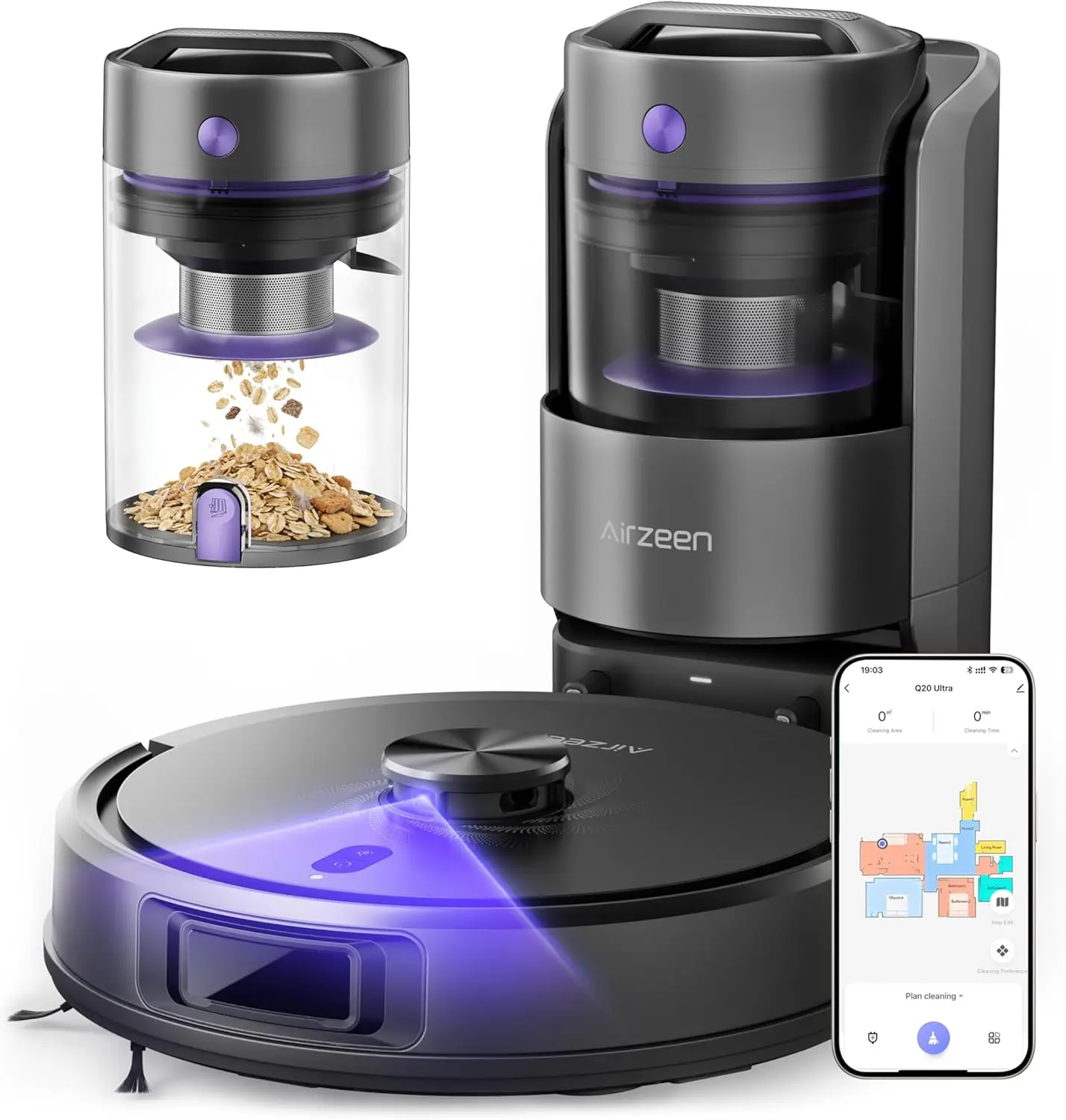 

Robot Vacuum and Mop, Upgraded Bagless Robot Vacuum Cleaner with Self-Emptying, 6000Pa Robotic Vacuum with LiDAR Navigation, Sma