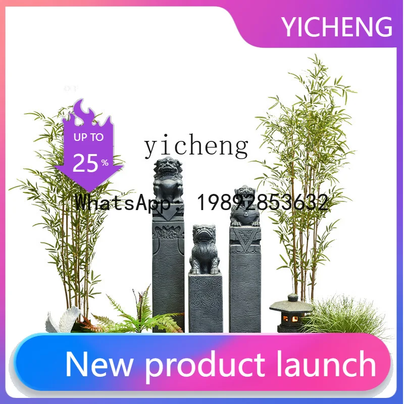 Nuevo Adorno Decorativo de Estilo Chino Antiguo, León de Piedra Atado a un Caballo, para Sala de Estar, Jardín, Paisajismo