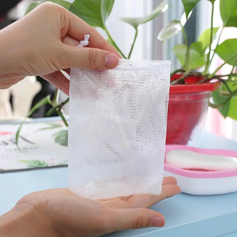 50Pcs Plastic Mesh Drawstring Bags Reusable Breathable Travel Organizers for Spice Soap Kitchen Use