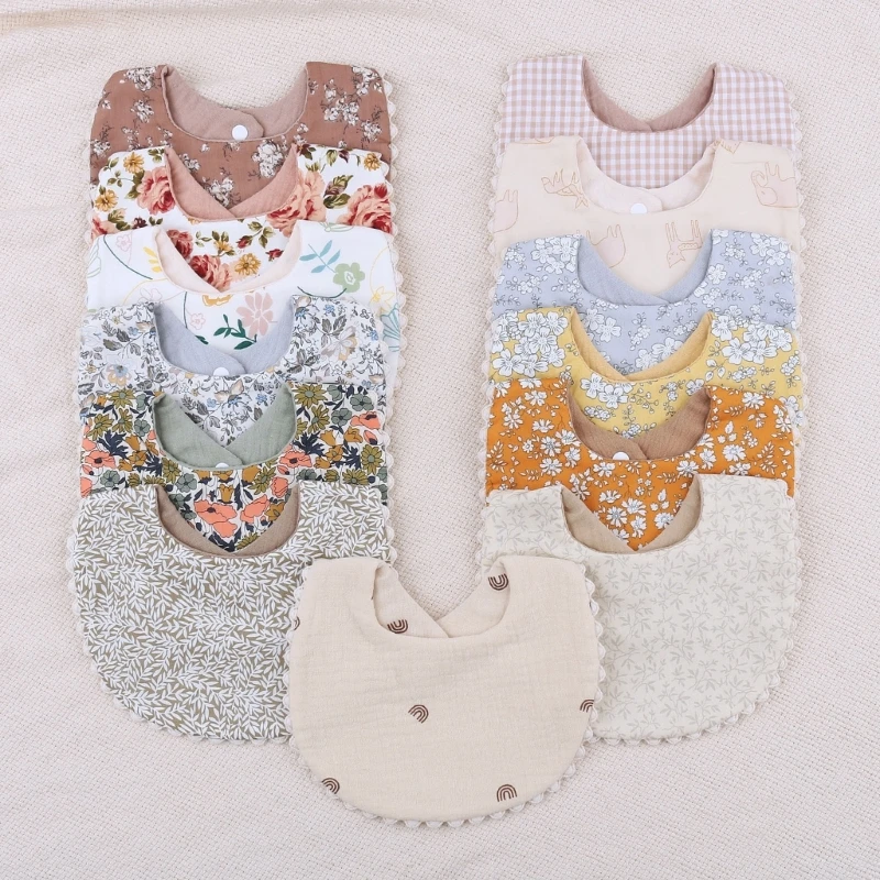 Baby Bib Infant Burp Cloths Toddler Cotton Bib Kid Floral Towel Dinner Feeding Double-deck Cute Girl Bibs Dropshipping