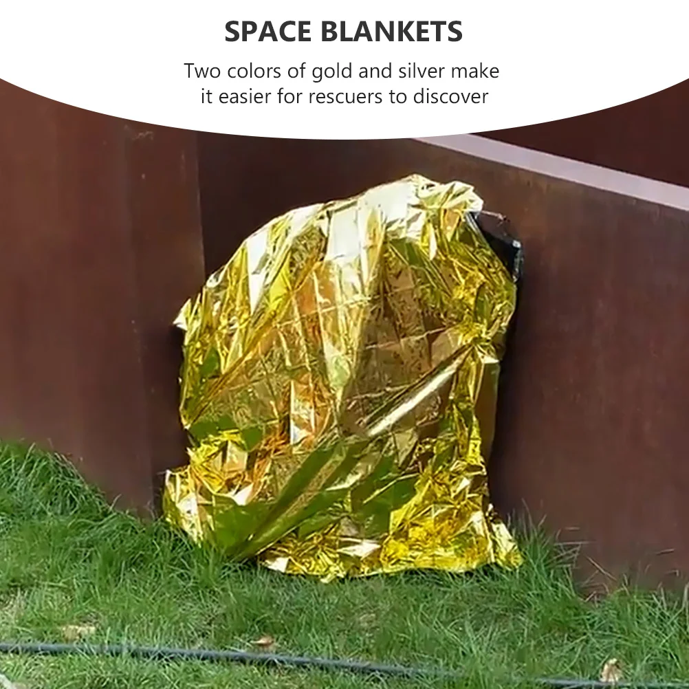 3 Pcs Outdoor Blanket Aluminum Foil Emergency Blankets Double-sided Space Thermal Survival