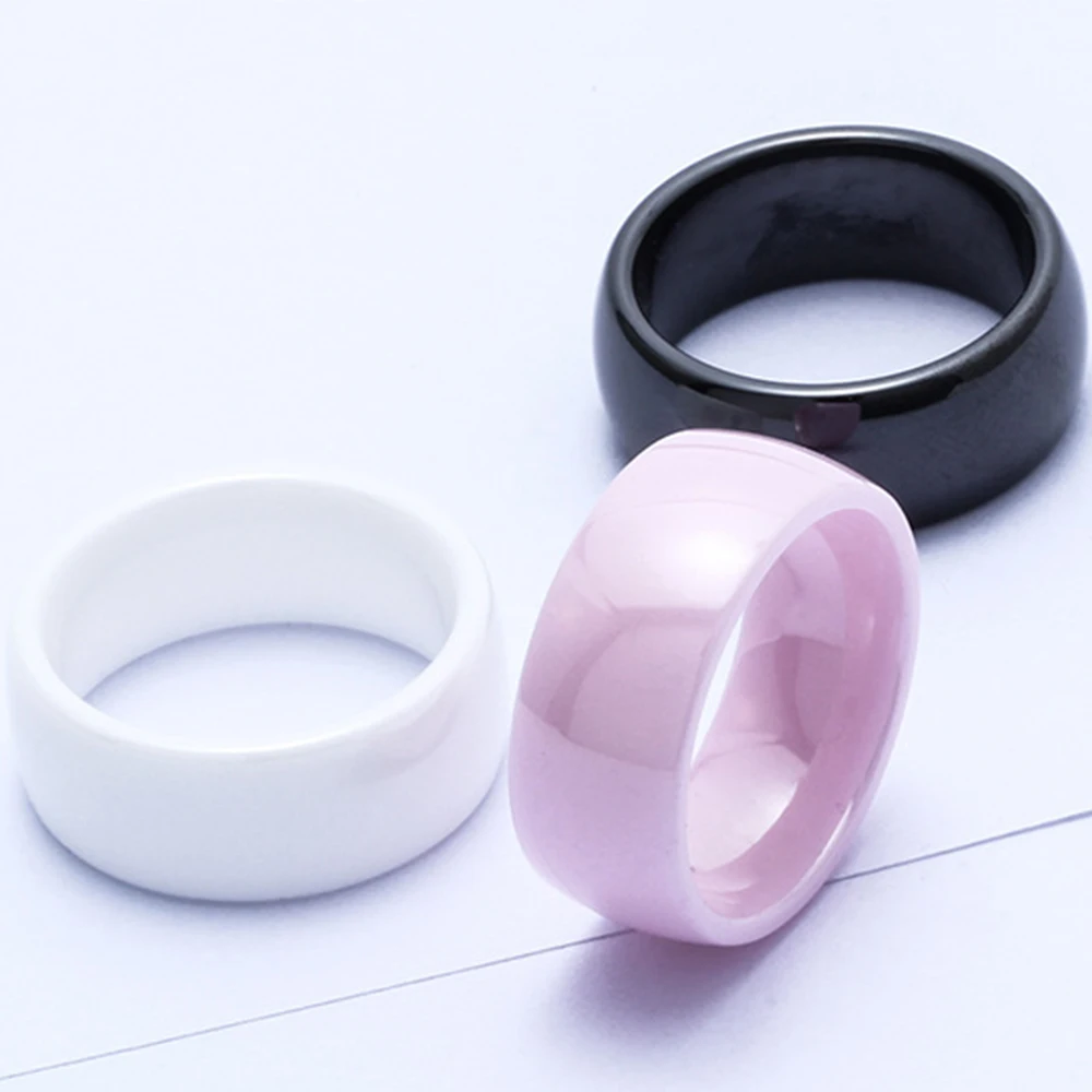 DARHESN 8mm unisex kobiety mężczyźni pierścionki ceramiczne biały różowy czarny biżuteria rozmiar US 6 7 8 9 10