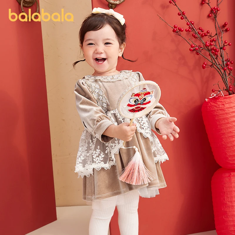 Balabala Dresses Girls Children Skirts 2024 Summer New Baby Princess Dresses Fluffy Tulle Children Formal Wear Sweet Fashionable