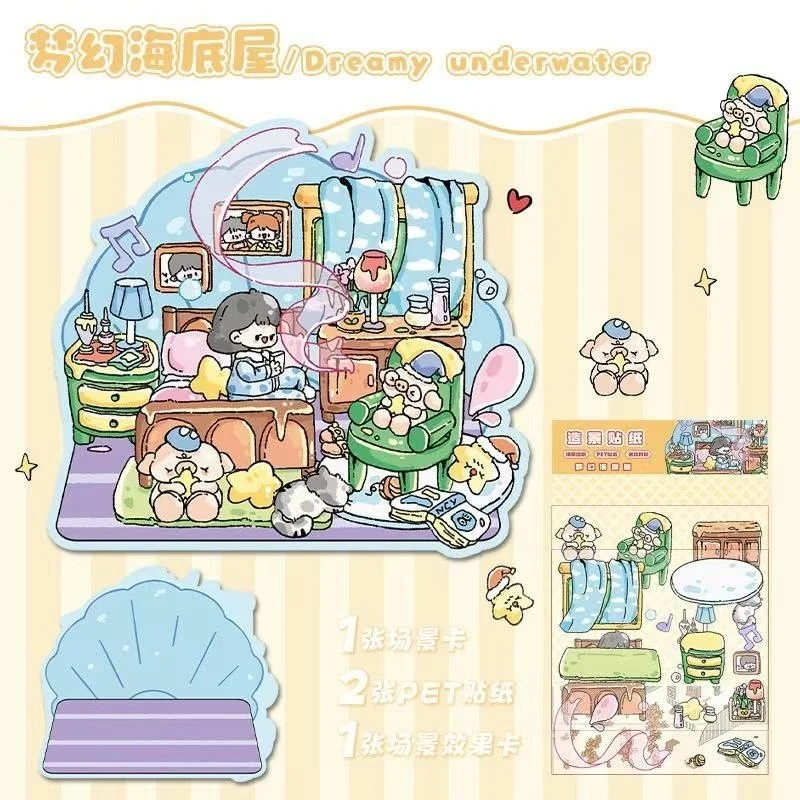 20Pcs 20in1 3D Landschaft Aufkleber Sammlung Buch Album Cartoon Szene DIY Spielzeug Spiel Festival Geburtstag Geschenk für Kind Mädchen kind