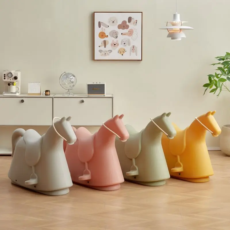 Nordic children rocking horse creative Internet celebrity toy stool cartoon pony chair