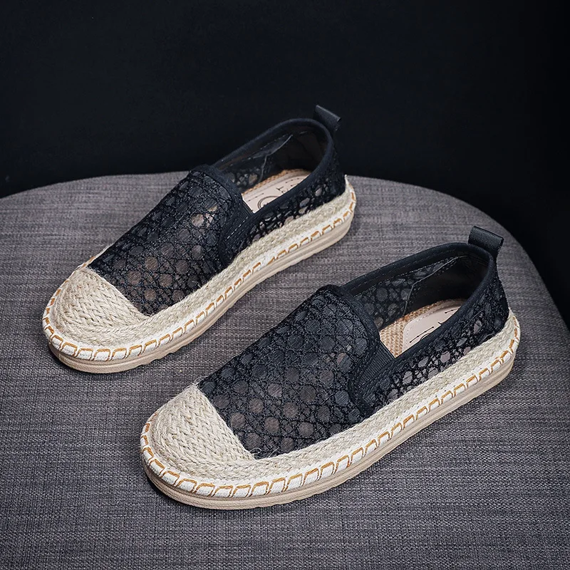 Scarpe da donna estive New Fashion Woven Mesh traspirante leggero fondo piatto scarpe Casual da donna leggere e comode