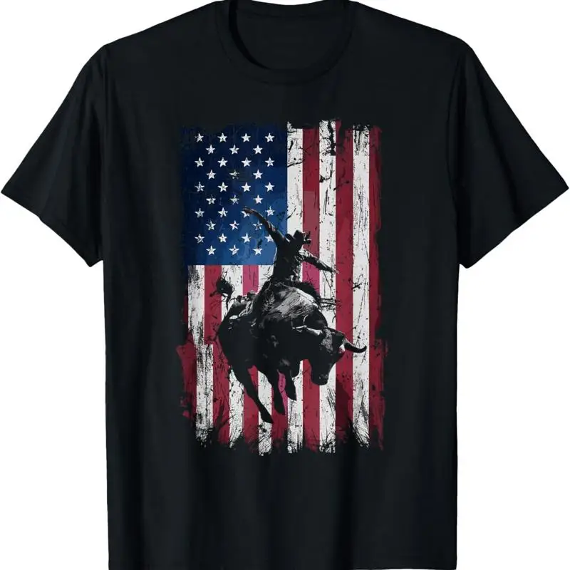 Rodeo Cowboy Western USA Flag Cowboys T Shirt