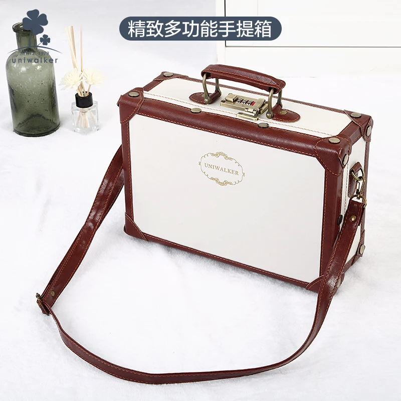 Royal retro luggage handmade suitcase women men trolley case universal wheel 20/22/24 inch boarding case leather suitcase