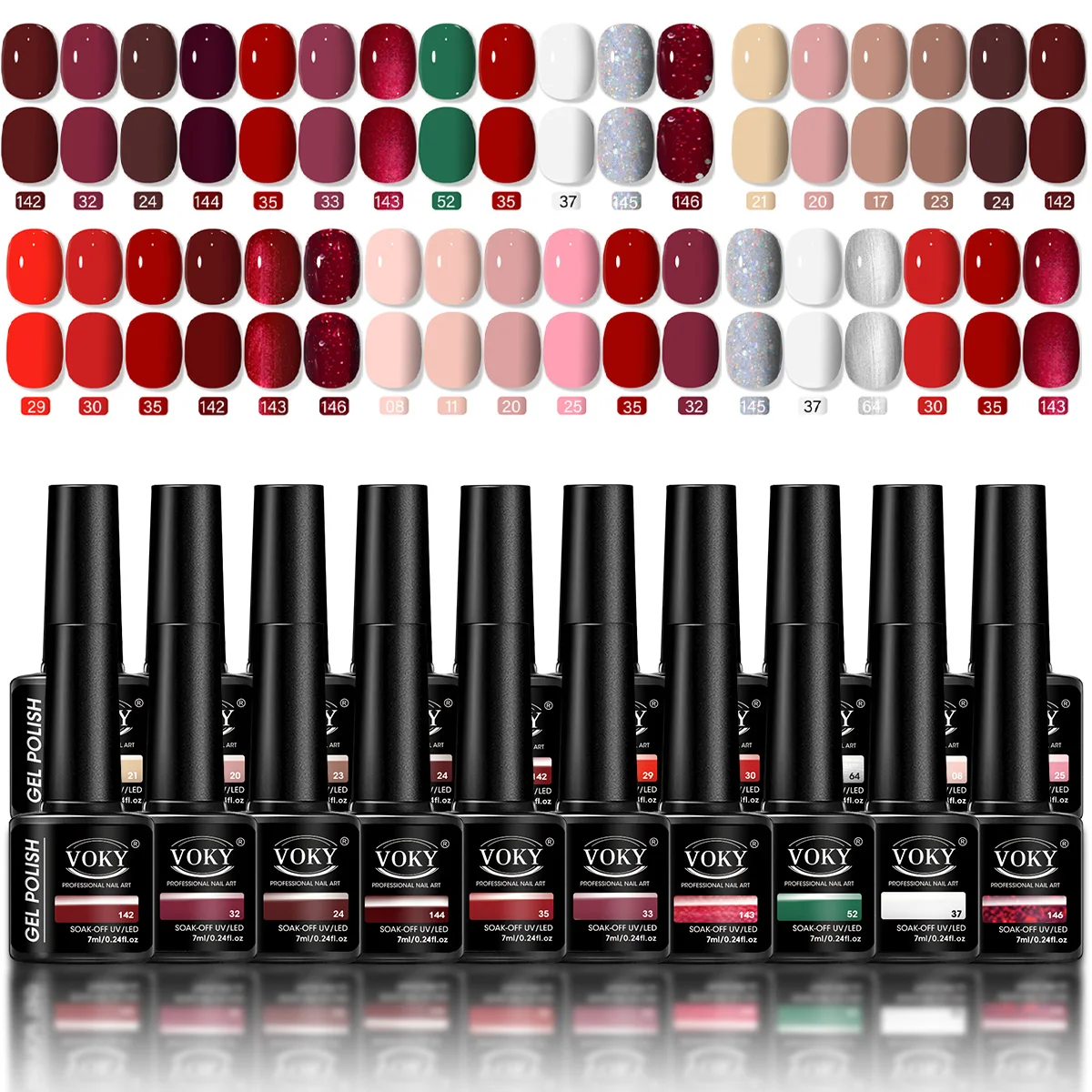 Zestaw 6 lakierów hybrydowych VOKY na jesień, zdejmowalny lakier UV do zdobienia paznokci, prezent dla kobiet
