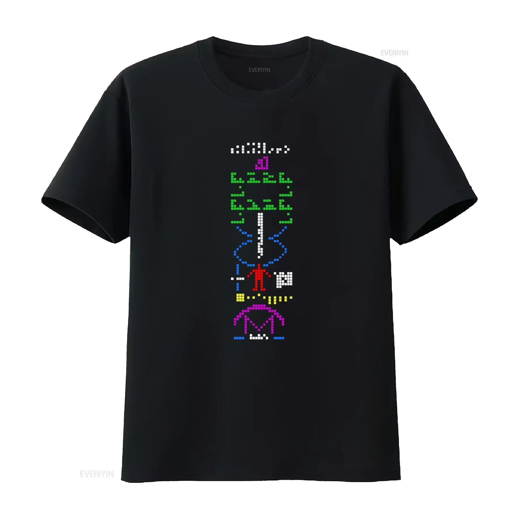 Arecibo Message Interstellaire Espace Geek Homme Coupe Standard T Shirt Mens Galactic Print vintage Washed streetwear