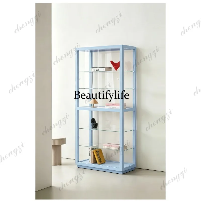 A73 solid wood glass display cabinet log color Lego low side cabinet