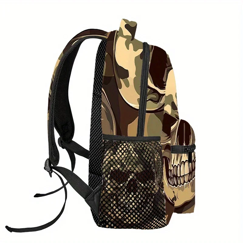 Custom Bag Skull Bone Camouflage (10) Printed Backpack, Men'S Outdoor Sports Backpack Hiking Backpack, Camping, Casual Party, Un
