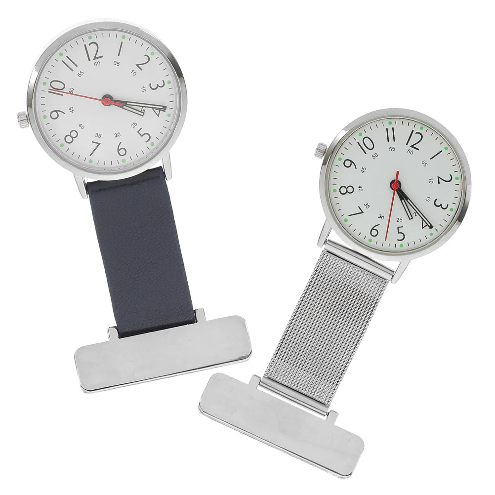 2Pcs Metal Doctor Pocket Watch Nurse Chest Watch Portable Reliable Timepiece for Healthcare Workers Smooth Operation Simple