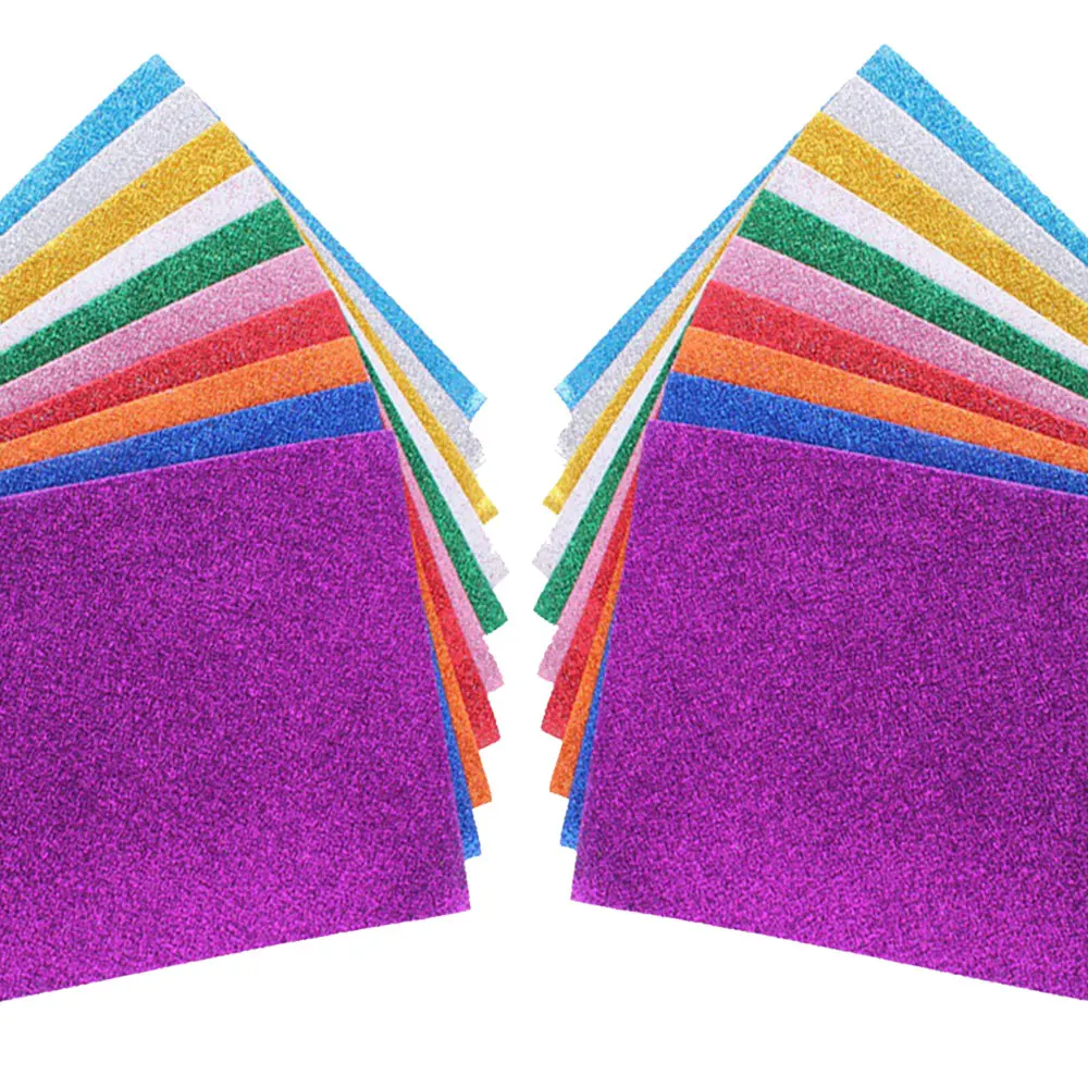 10Pcs 2mm Thick Self Adhesive Glitter EVA Foam Sheets Colorful Sponge Paper for Handicraft Arts and Crafts DIY Project Classroom