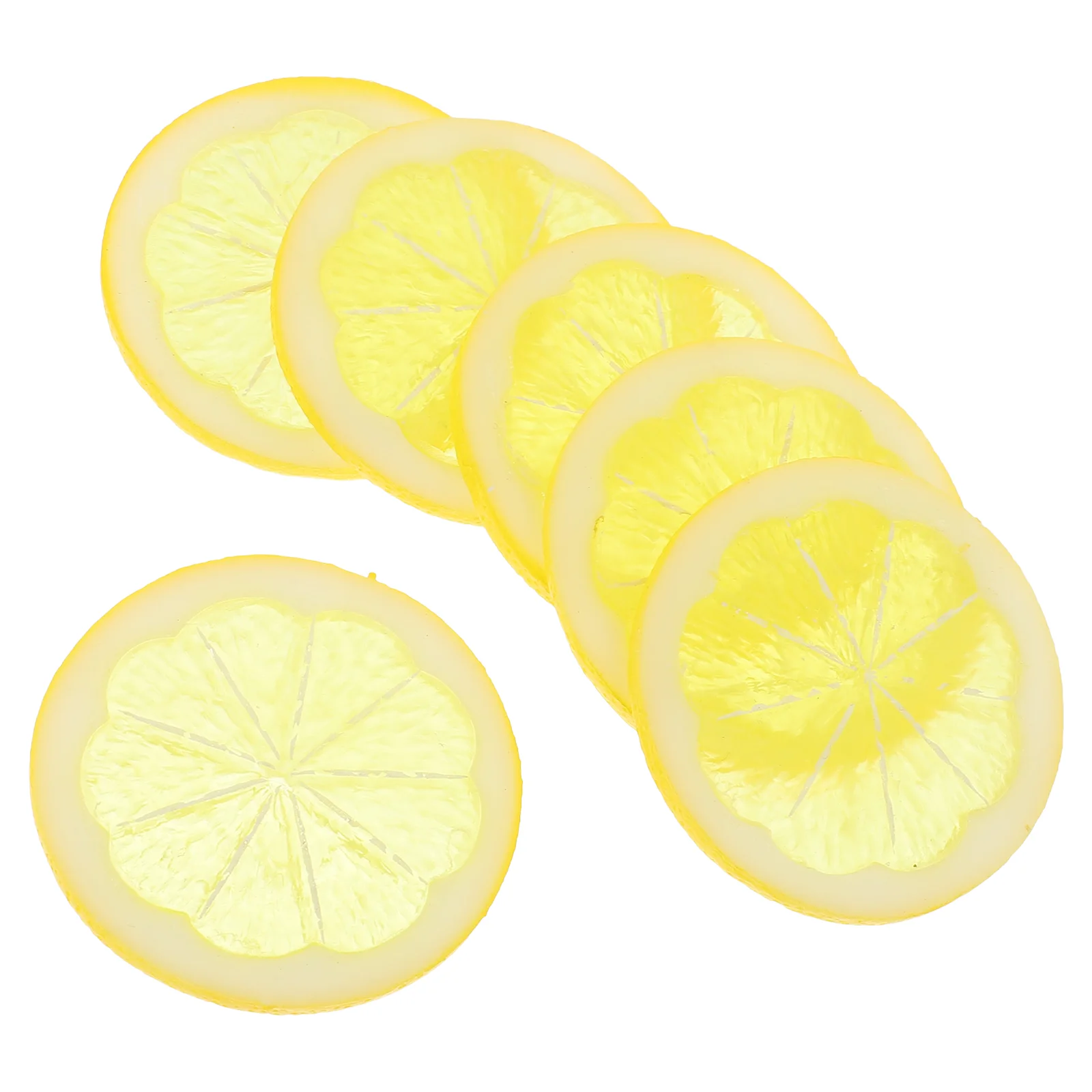 6 Pcs Fruit Simulated Slices Plastic Lemon Pvc Lemons 04X58X58CM Kitchen Photography Props Simulation Decors