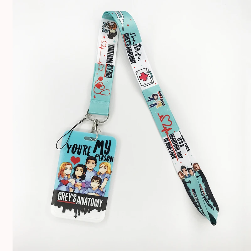 New Grey\'s Anatomy Doctor Nurse Credential Holder Neck Strap Lanyards Keychain Holder ID Card Pass Hang Rope Lariat Lanyard