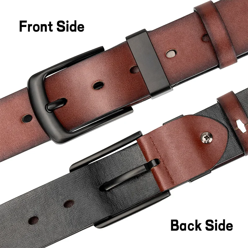 Maikun Vintage casual riem voor heren, zwarte gesp, student, veelzijdige leren brede riem