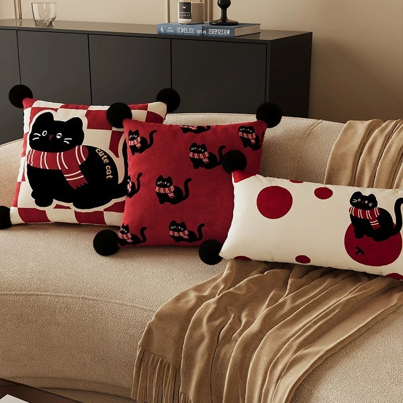 30x70cm Rectangle Lumbar PillowCover Dutch Velvet Cute Cartoon Print Decorative Pillowcase Sofa Bedroom Decor Soft Cushion Cover
