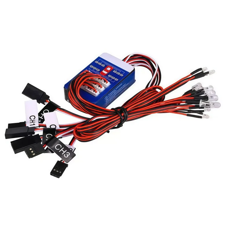 Symulacja Latarki 12 LED Zestaw Oświetleniowy Kierunkowskaz Hamulec do Modeli RC w Skali 1/10 Yokomo Tamiya HSP HPI AXIAL RC4WD TRX
