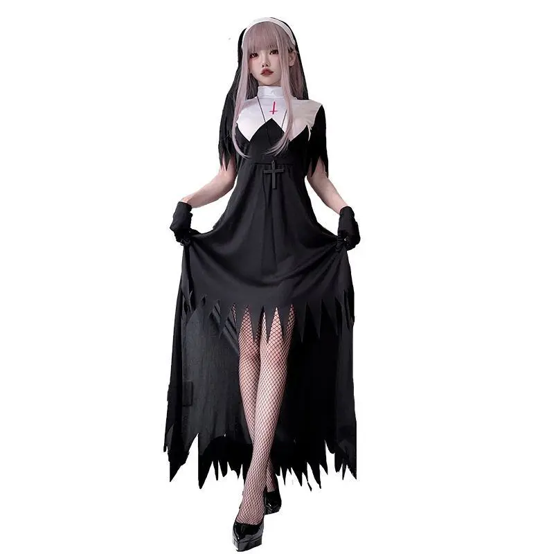 

Костюм на Хэллоуин, карнавальный костюм монахини доктора, крест Девы Марии до, наряд для выступления на сцене, женская этническая одежда